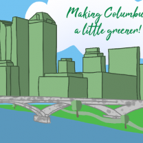 Columbus skyline colored green