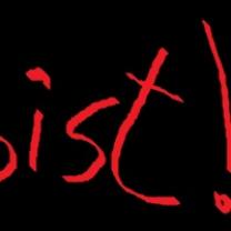Resist in red on black