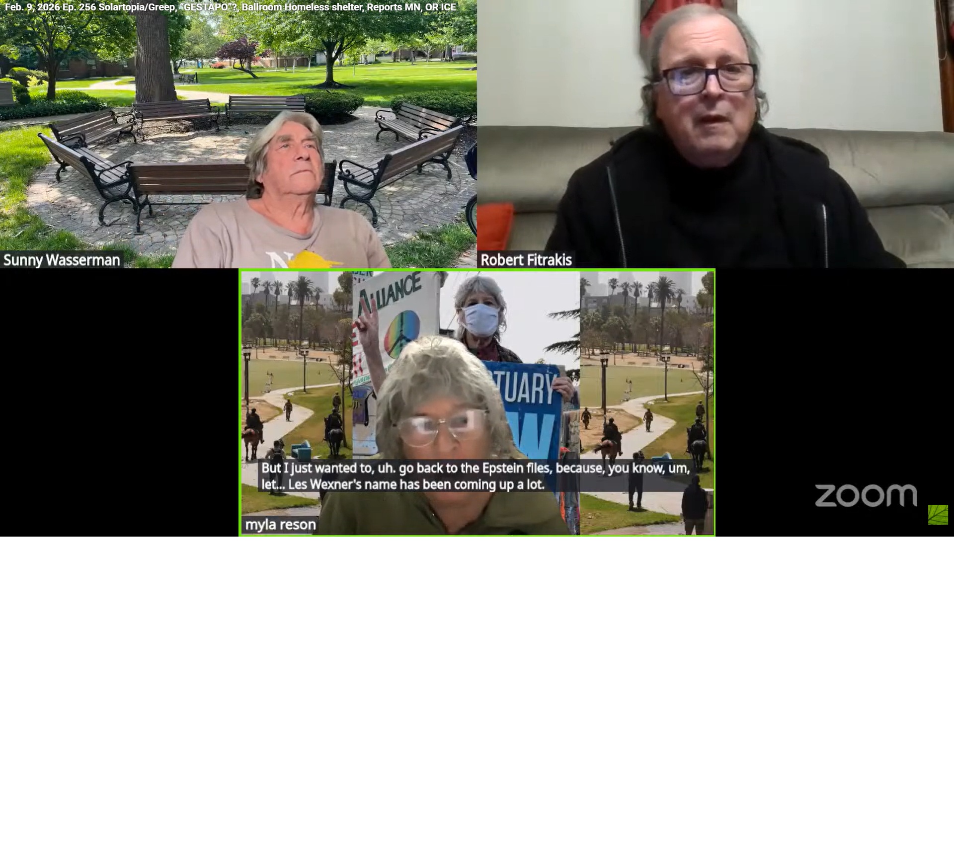 Report on Epstein/Wexner Columbus Witness - Dr. Robert Fitrakis, Harvey Wasserman & Myla Reson Show Outtake