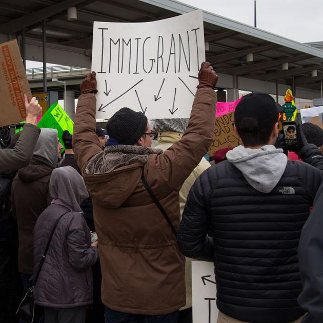 People protesting immigration ban at JFK airport