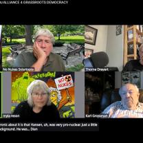 Shows some of the featured guests with host in zoom