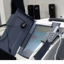 large free-standing touchscreen machine for voting