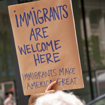 Sign saying Immigrants are welcome here