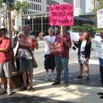 People holding signs