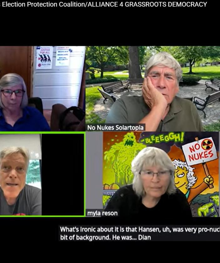 Shows some of the featured guests with host in zoom
